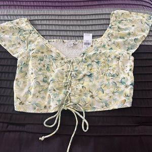 American Eagle flutter sleeve corset blouse